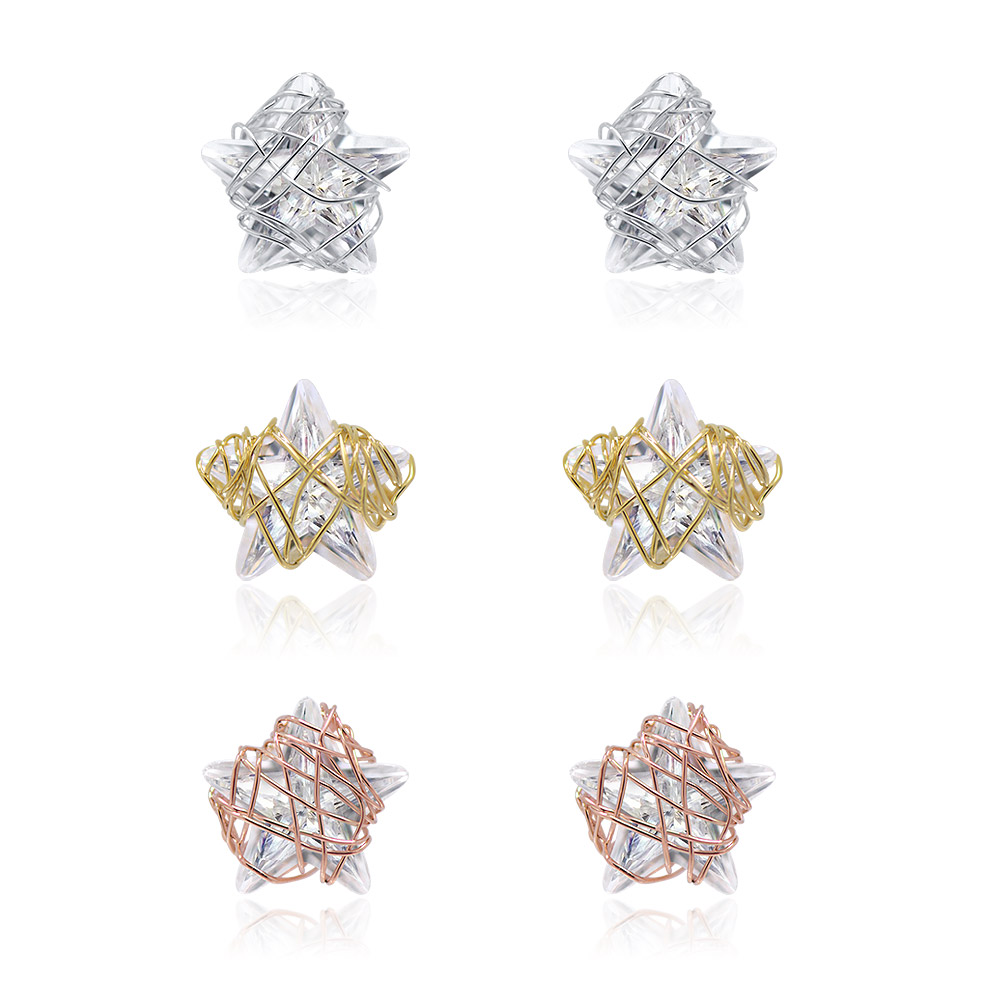 Gold Minimalist Star CZ Earring Set Studs